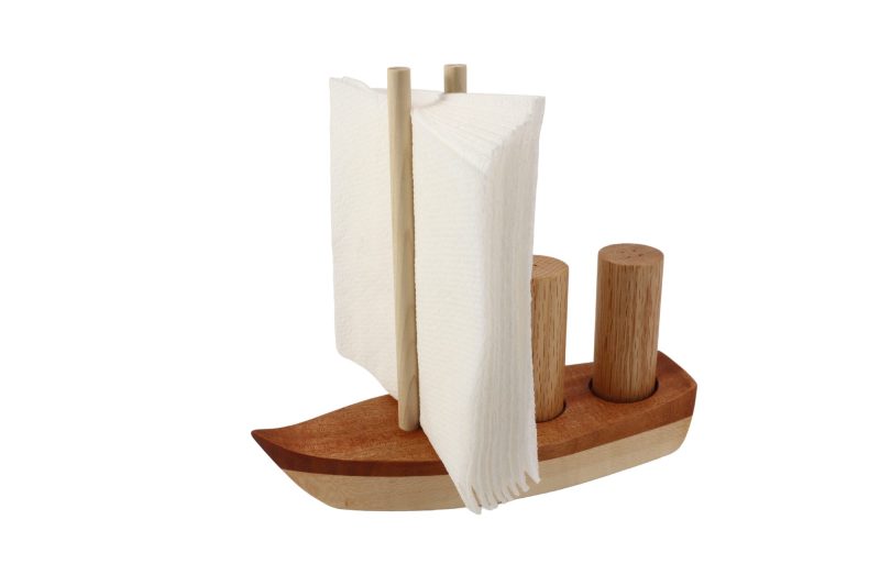 Sailboat-themed Napkin Holder with Salt and Pepper Shakers