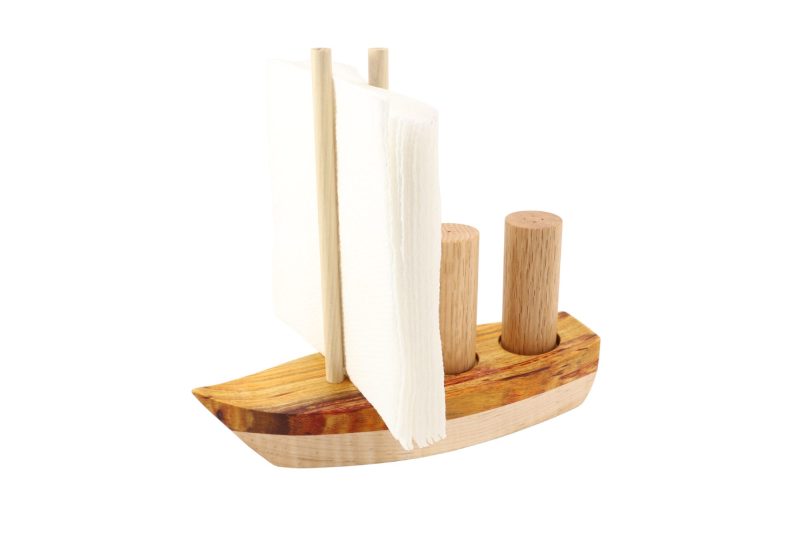 Sailboat-themed Napkin Holder with Salt and Pepper Shakers